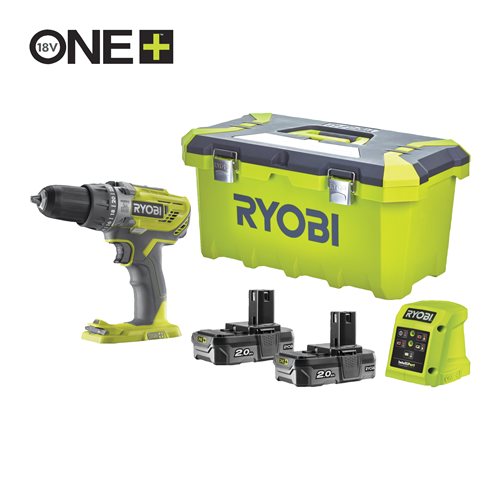 TRAPANO PERCUSSIONE RYOBI R18PD3-220 2 BATTERIE 2.0AH COD.0302000815