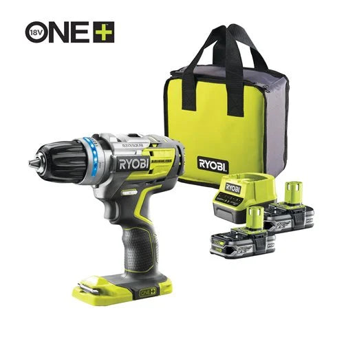 TRAPANO PERCUSSIONE RYOBI BRUSHLESS 18V R18PDBL 225S 2 BATTERIE 2.5AH COD.0302000125